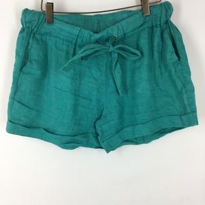 J. Crew Shorts - J Crew shorts size 2 teal linen tie belt pockets J. Crew Shorts - J Crew shorts size 2 teal linen tie belt pockets